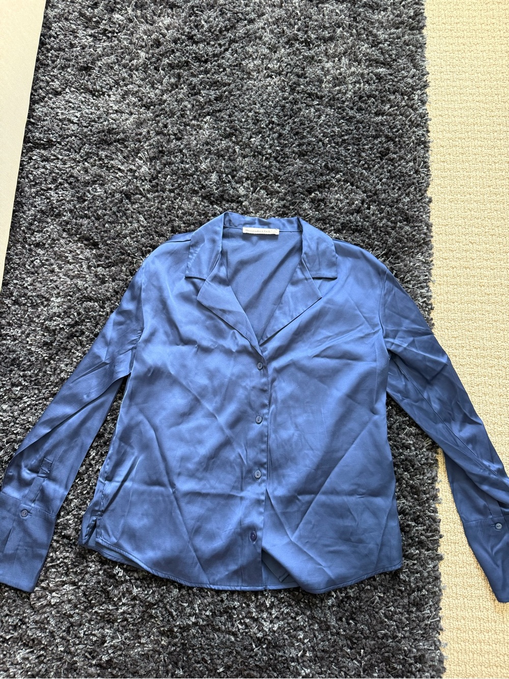 Abercrombie & Fitch Deep Blue Satin Button-Down Shirt